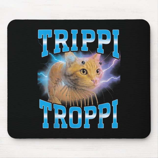 Surreal Italian Brainrot Meme Trippi Troppi Cat Fu Mouse Pad (Front)