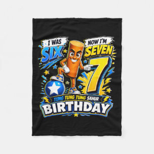 Surreal Italian Brainrot Meme Tung Tung Sahur 7th Fleece Blanket