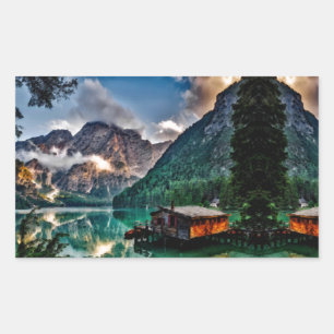 Surreal Italian Lake Rectangular Sticker