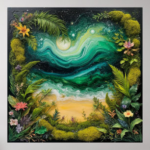 Surreal Landscape Artwork Featuring Vibrant Nature Poster