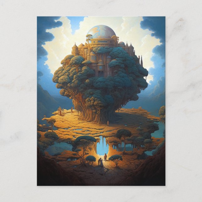 Surreal Landscape Earth Tower Fantasy Art Postcard (Front)