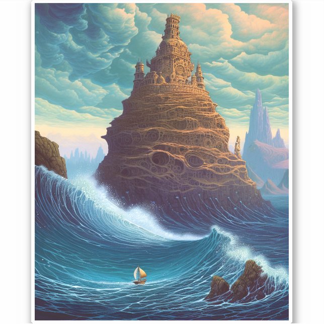 Surreal Landscape Towering City Fantasy Art (Front)