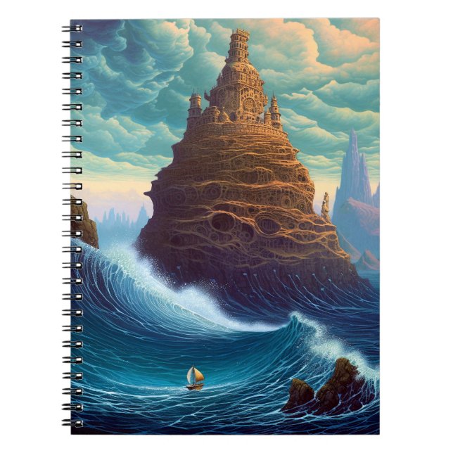 Surreal Landscape Towering City Fantasy Art Notebook (Front)