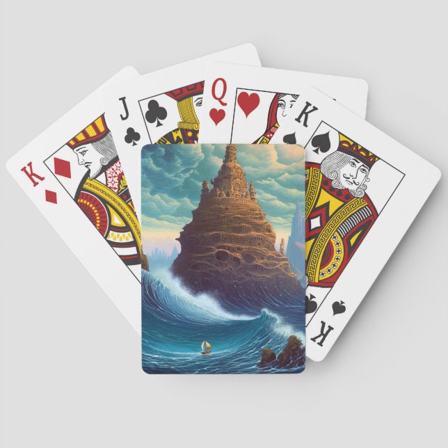 Surreal Landscape Towering City Fantasy Art Playing Cards (Back)