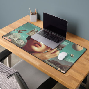 Surreal Landscape Vision, Surreal female portrait Desk Mat