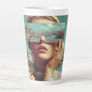 Surreal Landscape Vision, Surreal female portrait  Latte Mug
