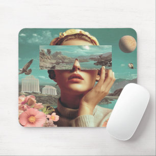 Surreal Landscape Vision, Surreal female portrait  Mouse Pad