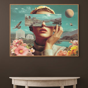 Surreal Landscape Vision, Surreal female portrait  Poster