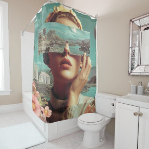 Surreal Landscape Vision, Surreal female portrait  Shower Curtain