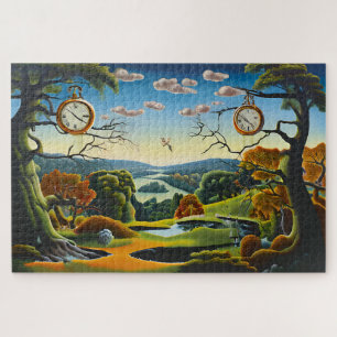Surreal Landscape with Clocks and Lake Jigsaw Puzzle