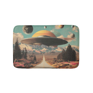 Surreal Landscape with Road, UFO and Saturn Bath Mat