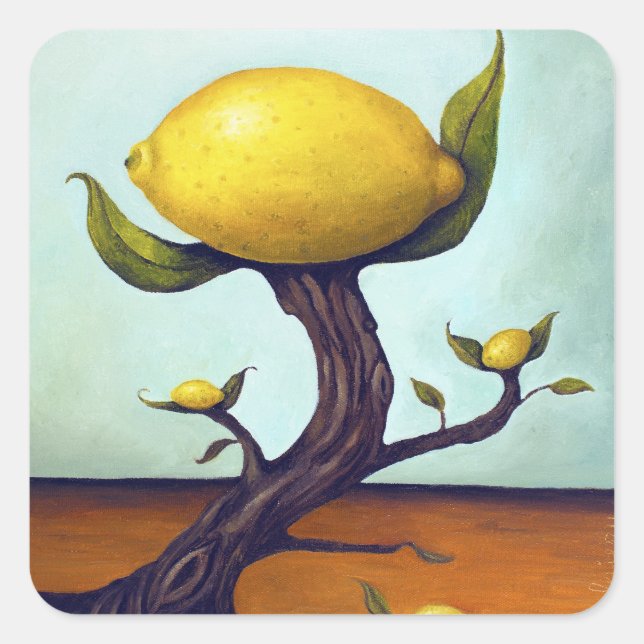 Surreal Lemon Tree Square Sticker (Front)