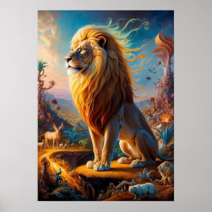 Surreal Lion Safari Poster
