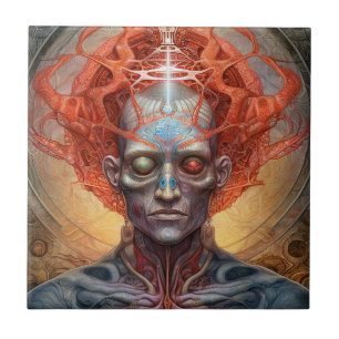 Surreal Man Visionary Art Ceramic Tile