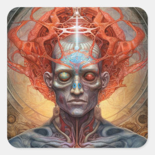 Surreal Man Visionary Art Square Sticker