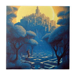Surreal Maze City Ceramic Tile