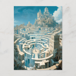Surreal Maze City Postcard
