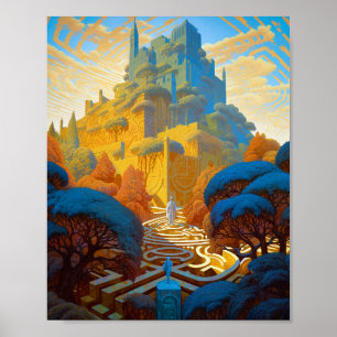 Surreal Maze City Poster