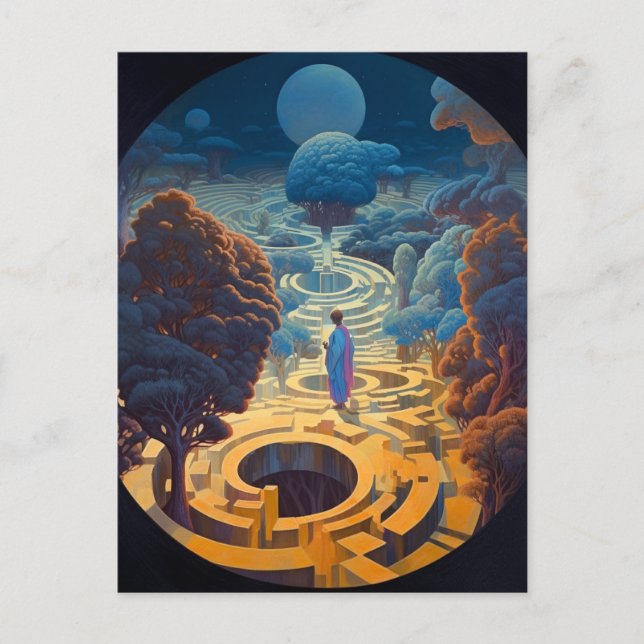 Surreal Maze Landscape Fantasy Art Postcard (Front)