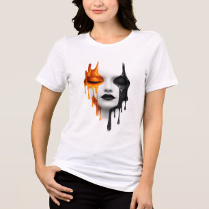 Surreal Melted Face Art Women’s Graphic T-Shirt Tri-Blend Shirt