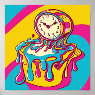 Surreal Melting Clock Poster