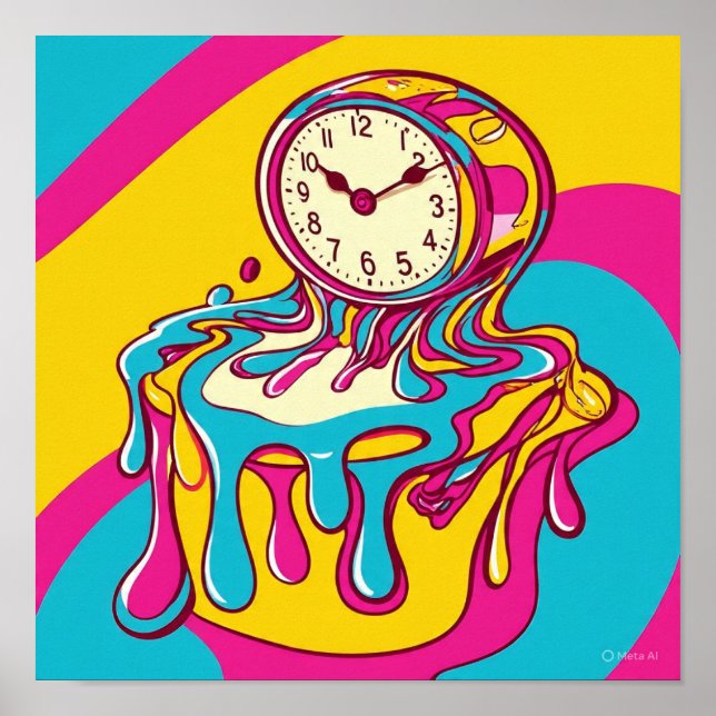Surreal Melting Clock Poster (Front)