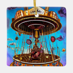 Surreal Merry-Go-Round Ceramic Ornament