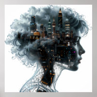 Surreal Mindscape: City within a Woman's Head