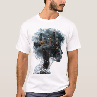 Surreal Mindscape: City within a Woman's Head T-Shirt