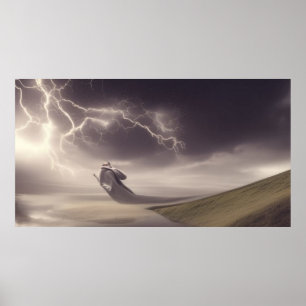 Surreal Modern Abstract storm in the desert   Poster