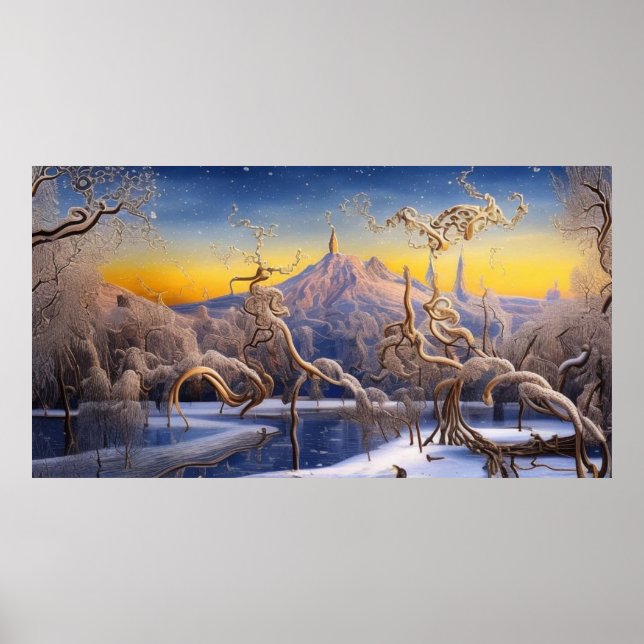 Surreal Modern Abstract winter wonderland  Poster (Front)
