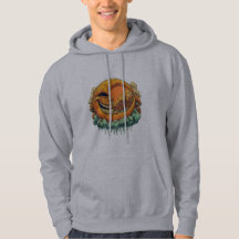 Surreal Moon Fire Tattoo Style Hoodie