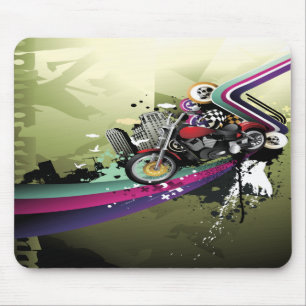 Surreal Motorbike, Skulls & City Mouse Pad