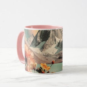 Surreal Mountain Landscape With Blooming Flowers Mug