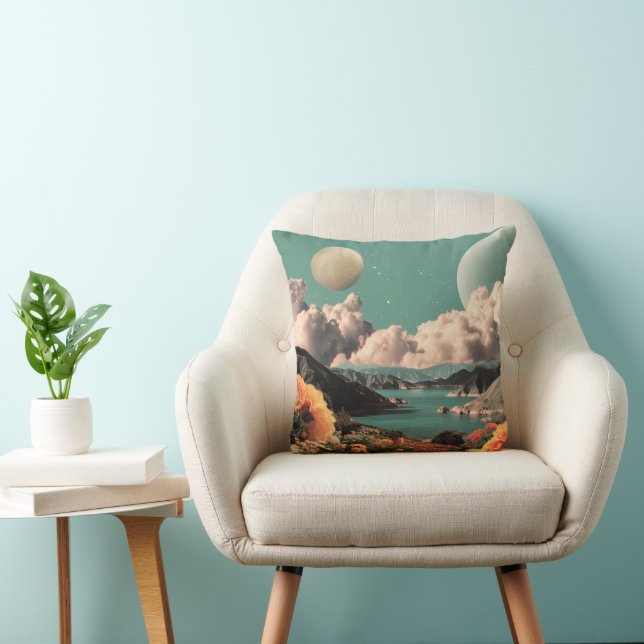 Surreal Mountain Landscape with Planets and Clouds Cushion (Chair)