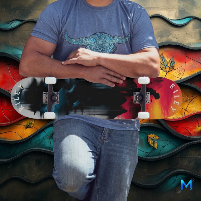 Surreal Mountain Reflection - Bold Blending design Skateboard (Creator Uploaded)