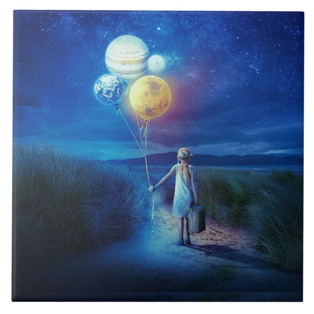 Surreal Moving to Her Future  Ceramic Tile (Front)