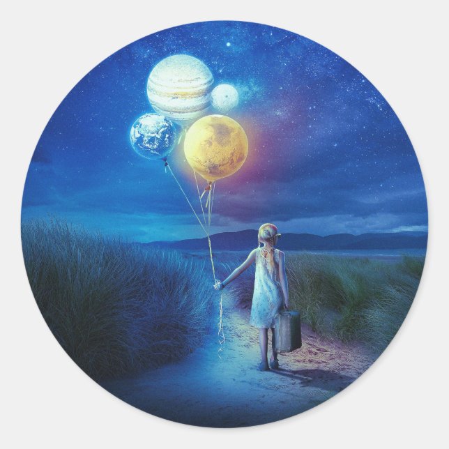 Surreal Moving to Her Future  Classic Round Sticker (Front)
