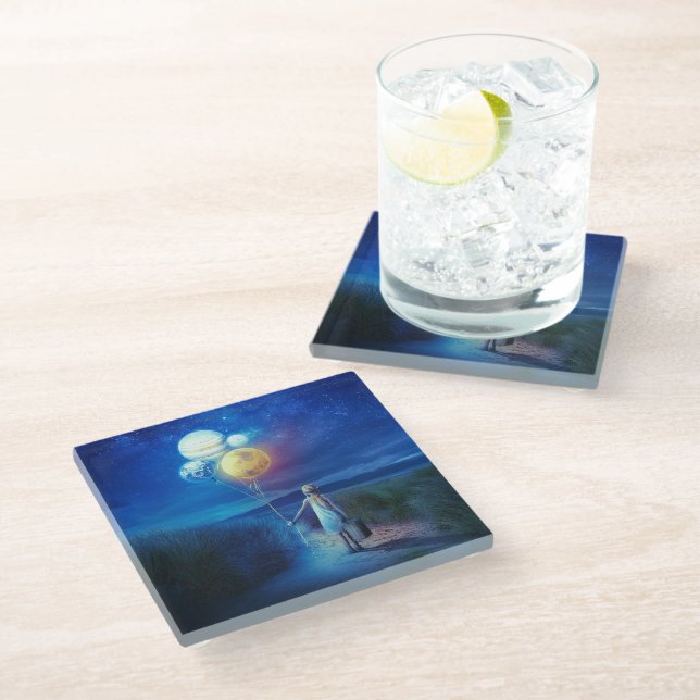 Surreal Moving to Her Future  Glass Coaster (Angled)