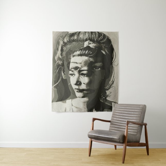 Surreal Multi-Eyed Portrait – Abstract Psychedelic Tapestry (In Situ)