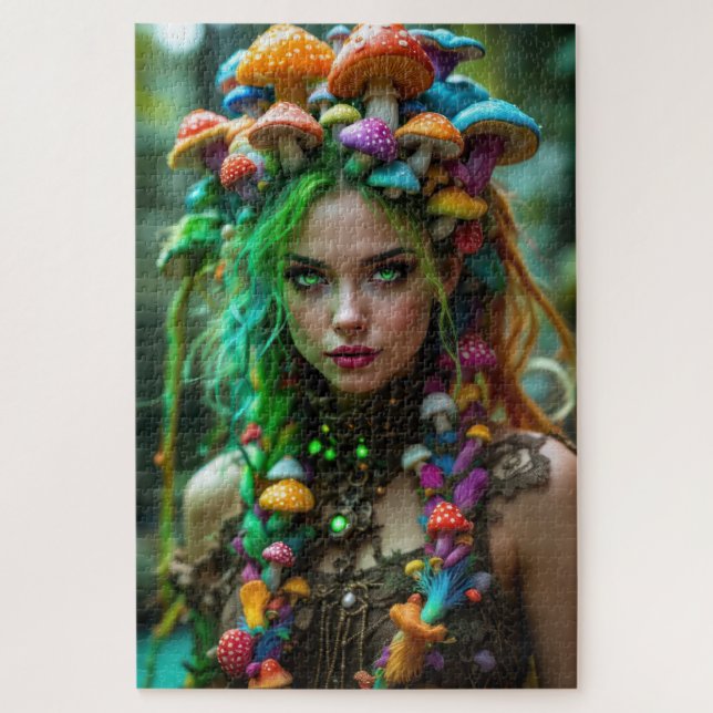 Surreal Mushroom Muse with Whimsical Fungus Jigsaw Puzzle (Vertical)