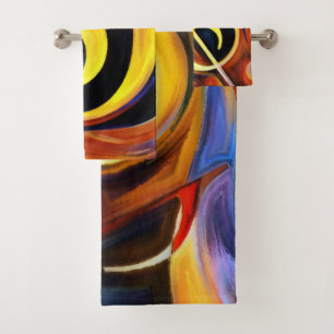 Surreal Music Notes Rendition of Oil Painting Bath Towel Set