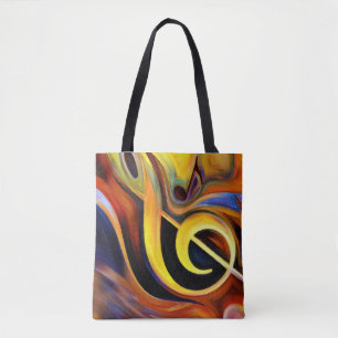 Surreal Music Notes Rendition Oil Painting Tote Bag