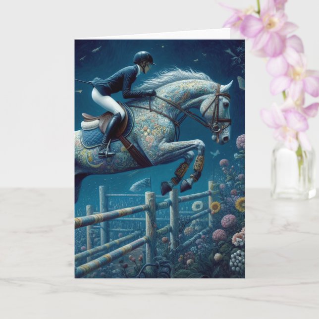 surreal night showjumping card (Orchid)