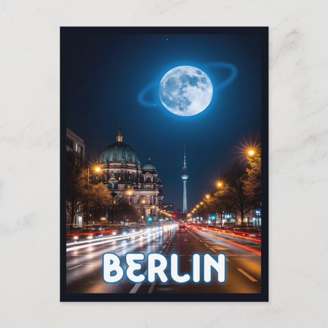 Surreal night view of berlin postcard (Front)