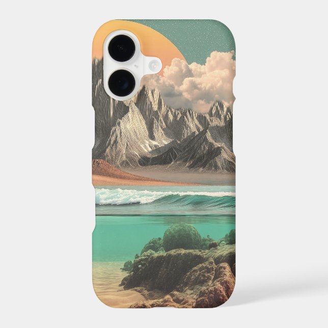 Surreal Ocean and Mountain Landscape with Waves (Back)