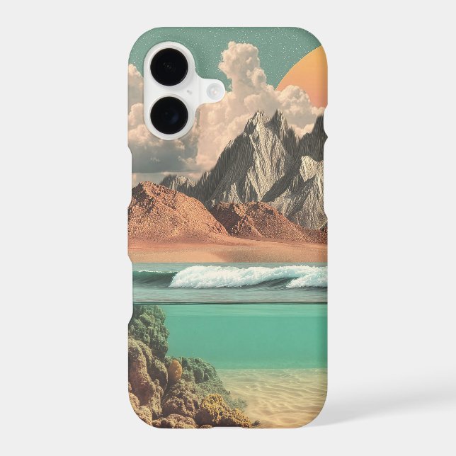 Surreal Ocean and Mountain Landscape with Waves (Back)