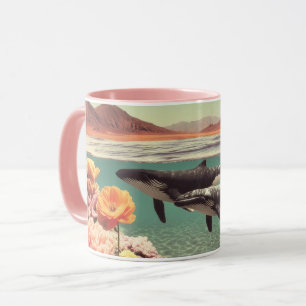 Surreal Ocean Scene With Whales And Coral Mug