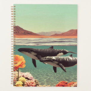 Surreal Ocean Scene With Whales And Coral Planner