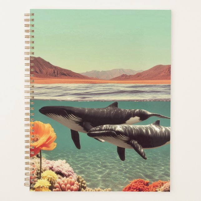 Surreal Ocean Scene With Whales And Coral Planner (Front)
